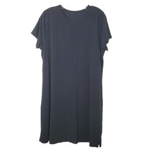 Lululemon Black Relaxed Fit T-Shirt Dress Short Sleeve Side Slits Size Dot‎ 8